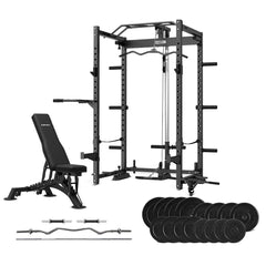 Cortex PR-4 Folding Power Rack with  90kg Endurashell Weight, Bar & Bench Set