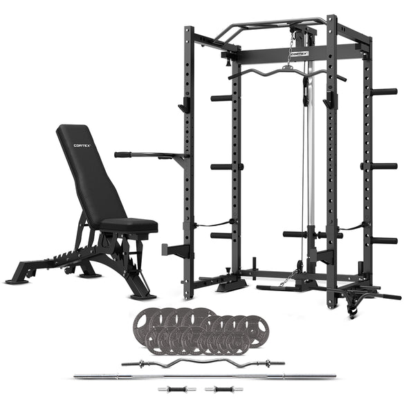 Cortex PR-4 Foldable Squat & Power Rack + BN-9 Bench +  90kg Standard Tri-Grip Weight