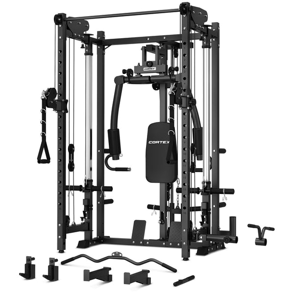 Cortex PR-5 Folding Power Rack with 100kg Olympic Tri-Grip Weight, Bar & Bench Set