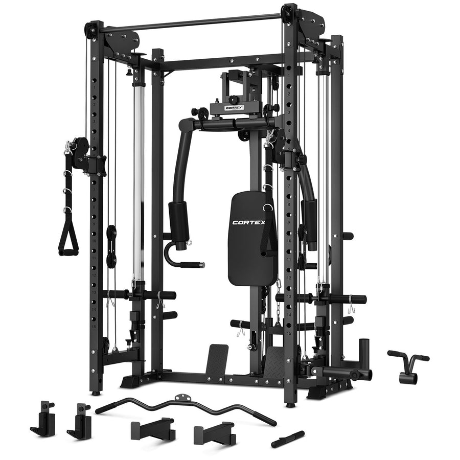 Cortex PR-5 Folding Power Rack with 100kg Olympic Tri-Grip Weight, Bar & Bench Set