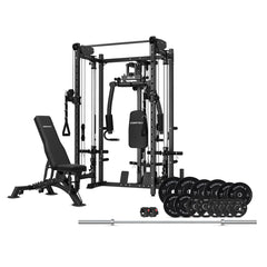 Cortex PR-5 Folding Power Rack with 130kg Olympic Bumper Weight, Bar & Bench Set