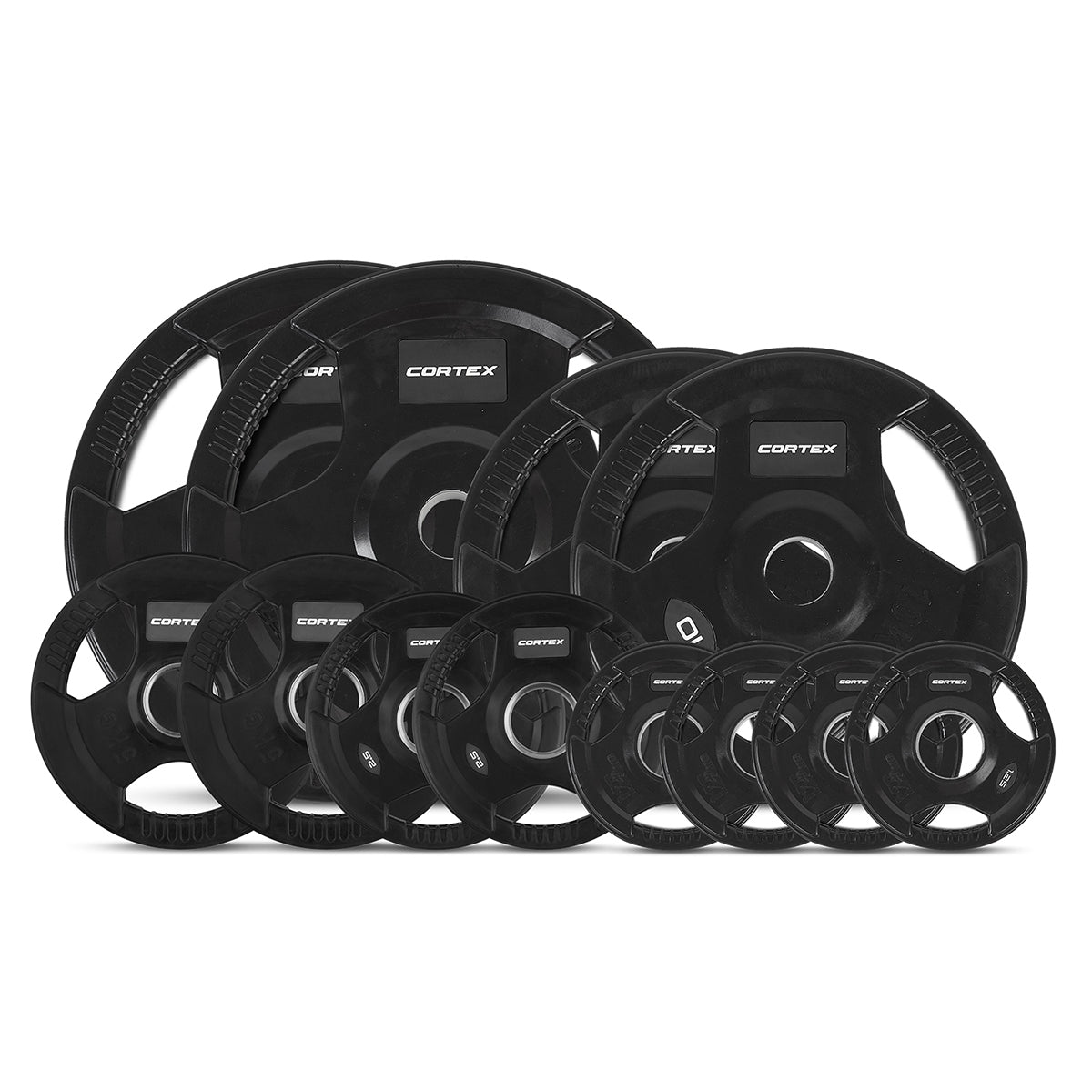 CORTEX 80kg Tri-Grip V2 50mm Olympic Plate Set