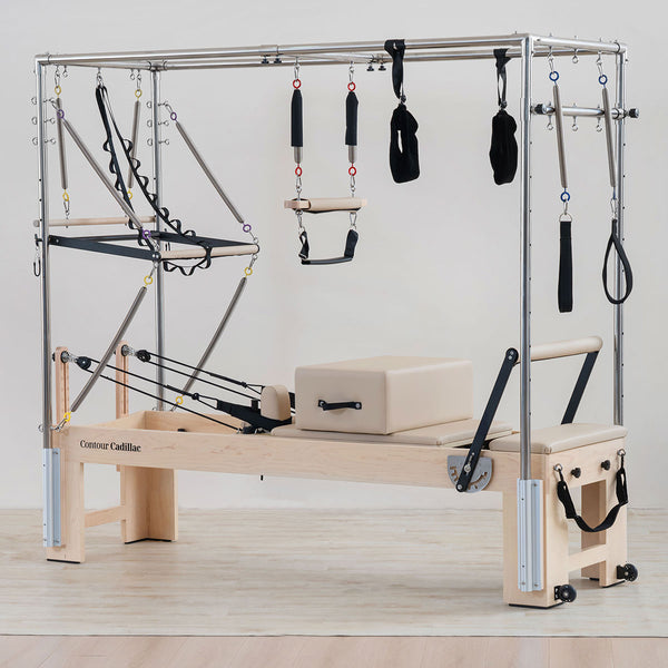 Contour Cadillac Pilates Reformer Machine with Full Trapeze Table (Beige)