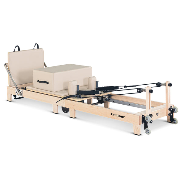 Contour Folding Wooden Pilates Reformer Machine (Beige)