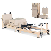 Contour Folding Wooden Pilates Reformer Machine (Beige)