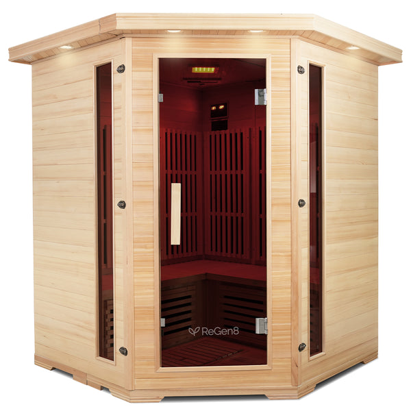 ReGen8 Quadro Corner - 4 Person Infrared Sauna (Natural)