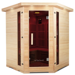 ReGen8 Quadro Corner - 4 Person Infrared Sauna (Natural)