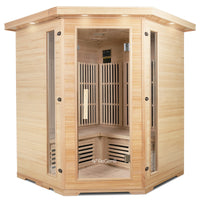 ReGen8 Quadro Corner - 4 Person Infrared Sauna (Natural)