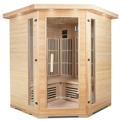 ReGen8 Quadro Corner - 4 Person Infrared Sauna (Natural)