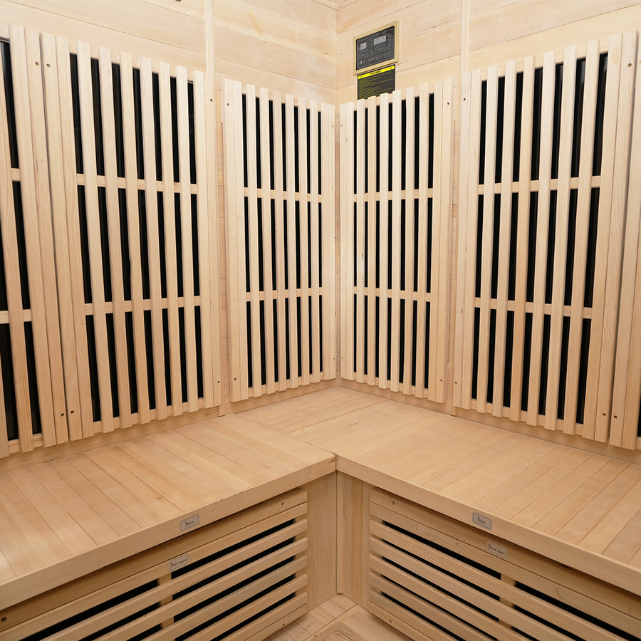 ReGen8 Quadro Corner - 4 Person Infrared Sauna (Natural)